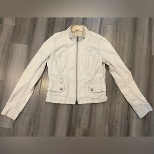 Abercrombie & Fitch Cream Zip-Front Utility Jacket, Large